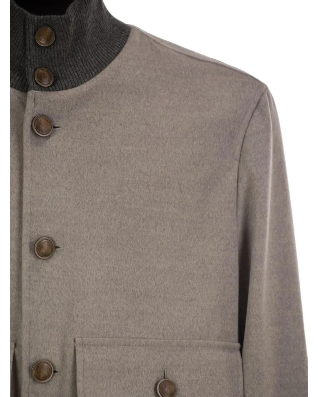 Brunello Cucinelli Gray Veste Bomber À Col Montant for men