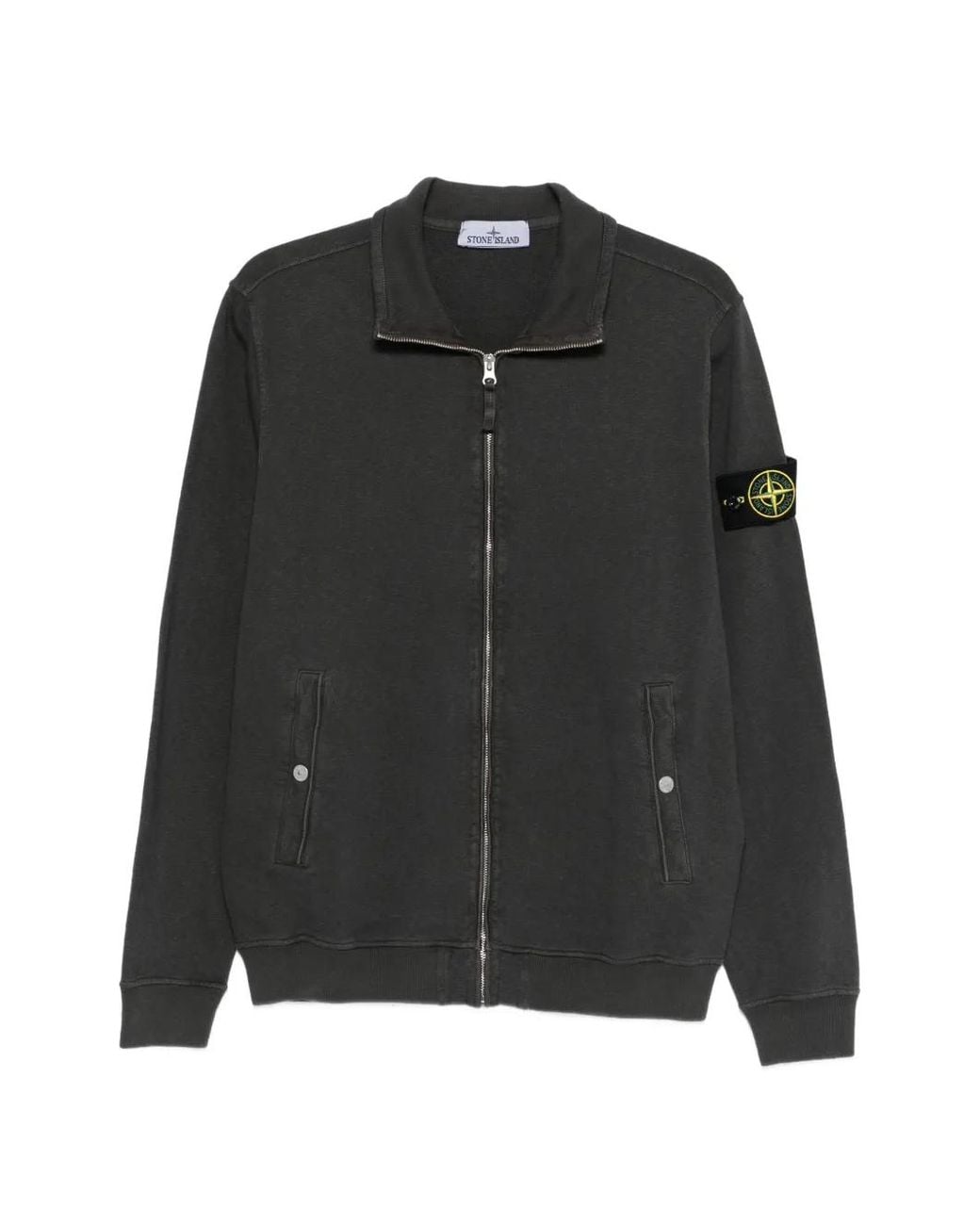 Stone Island Black 6100033 Malfilé Fleece 'Old' Effect Track Jacket for men