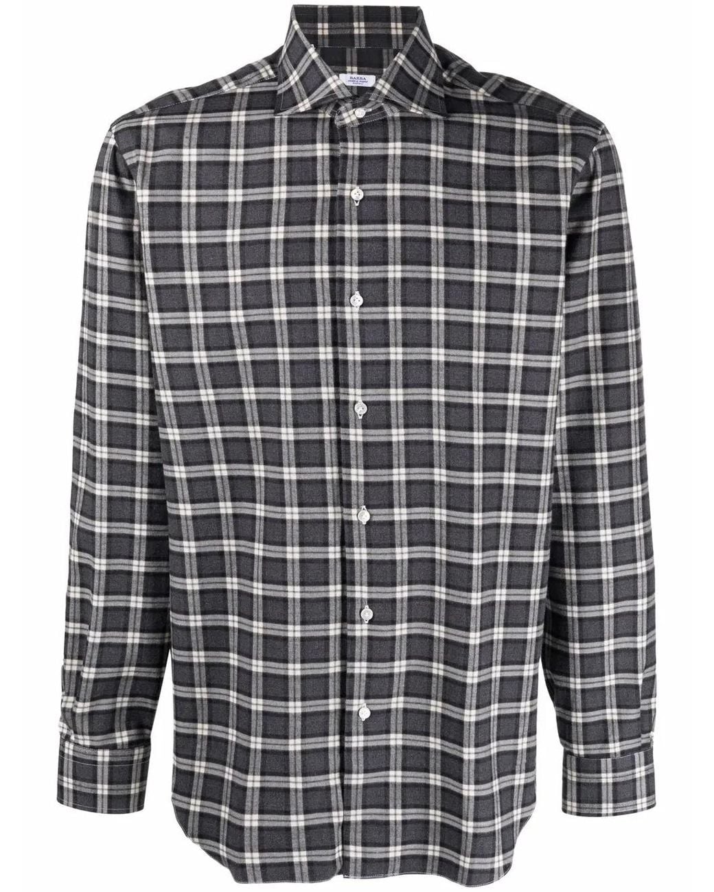 Barba Napoli Blue Plaid-Check Print Shirt for men