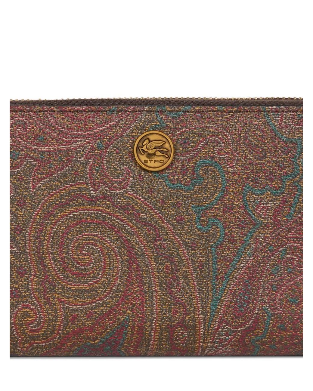 Etro Brown Arnica Paisley-Print Zip-Around Wallet