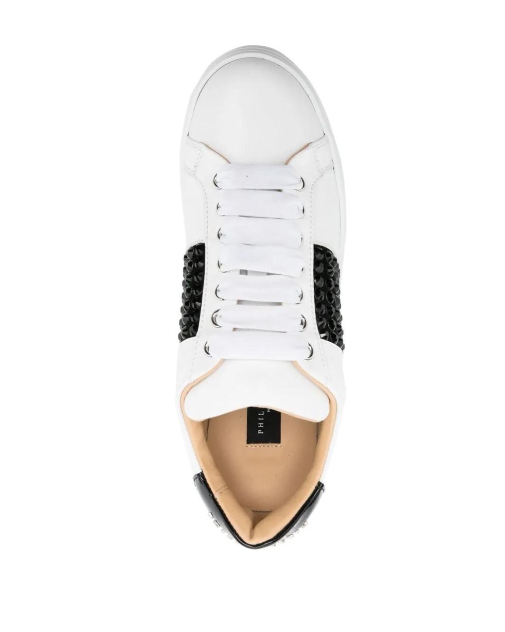 Philipp Plein White Logo-Lettering Leather Sneakers