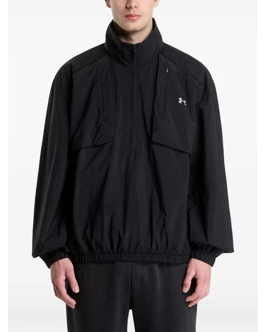 Under Armour Black Unstoppable Logo-Print Quarter-Zip Jacket for men