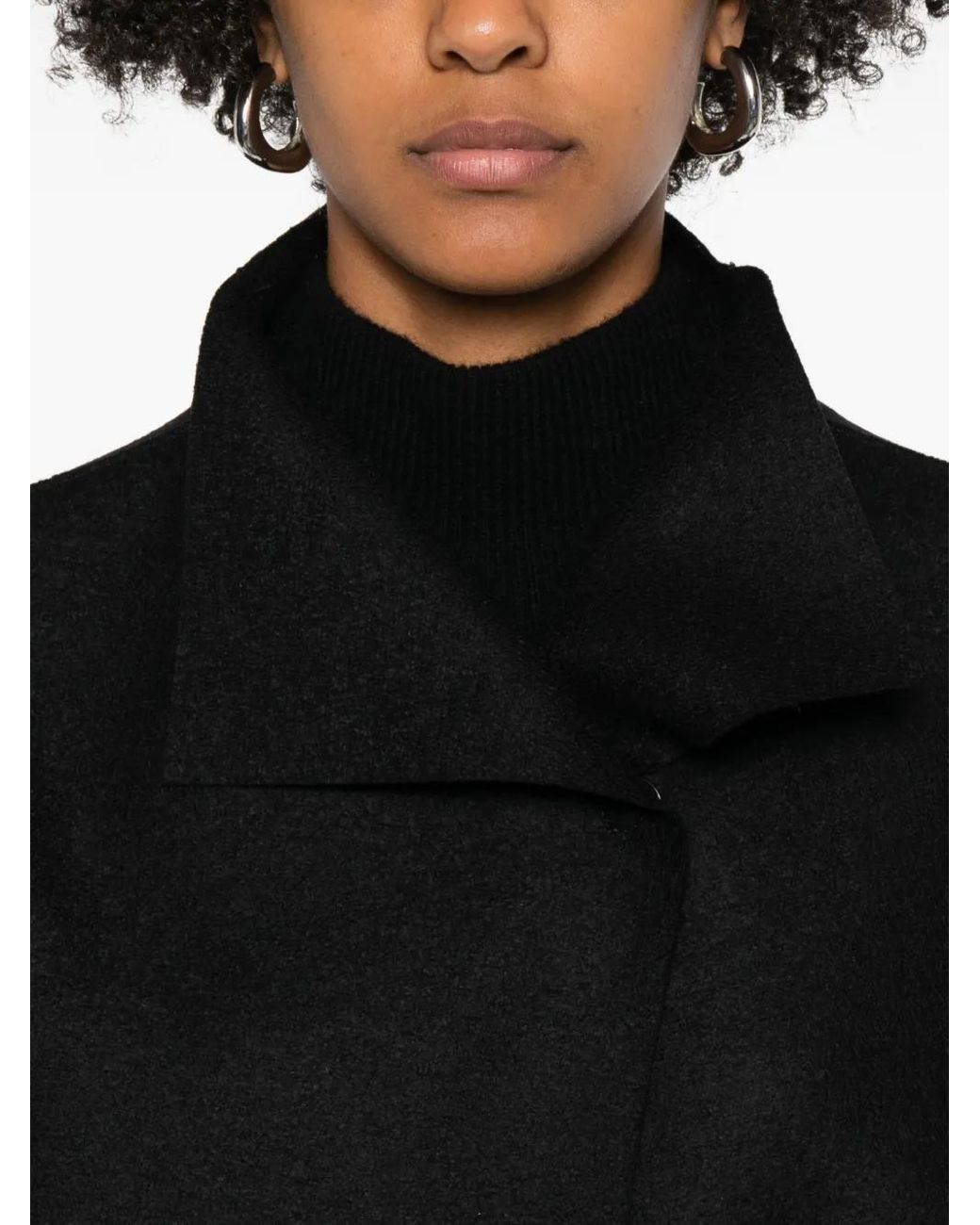 Harris Wharf London Black Short-Sleeve Collared Coat