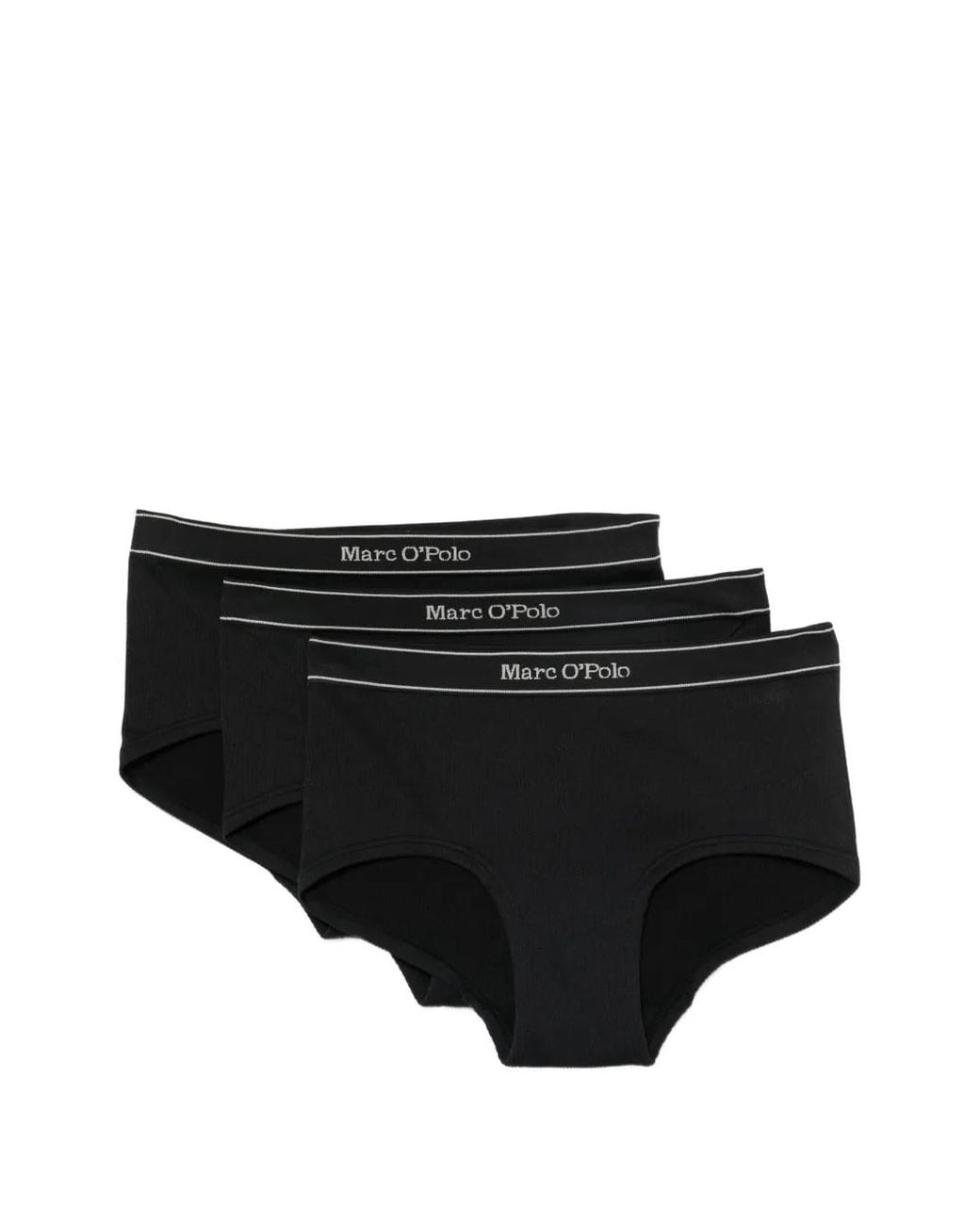 Marc O' Polo Black Logo-Waistband Ribbed Briefs (Set Of Three)