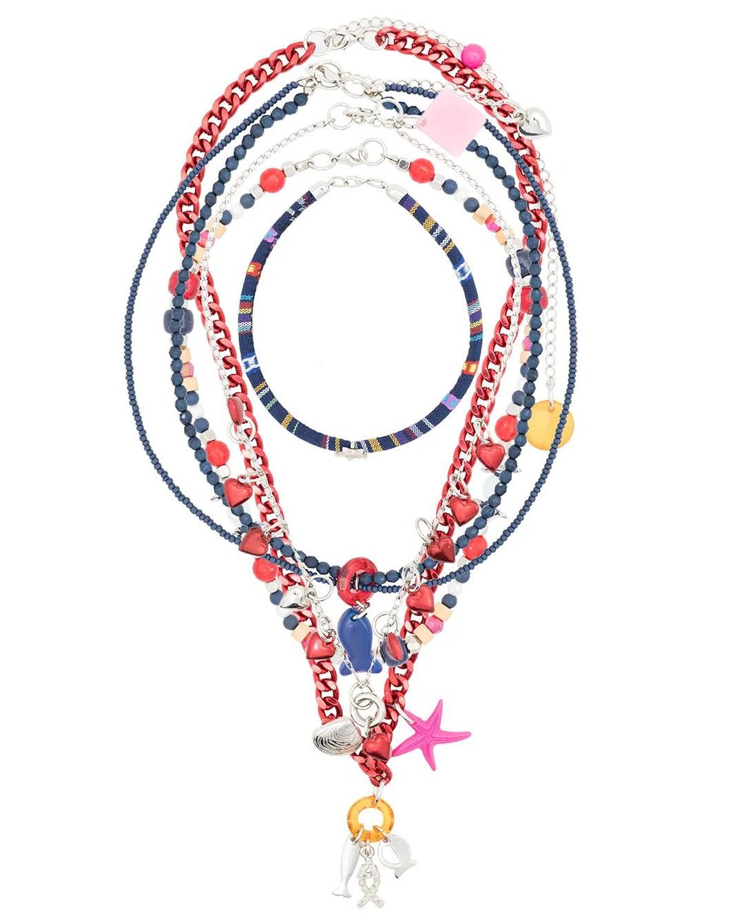Amir Slama Red Five-Strand Charm Necklace