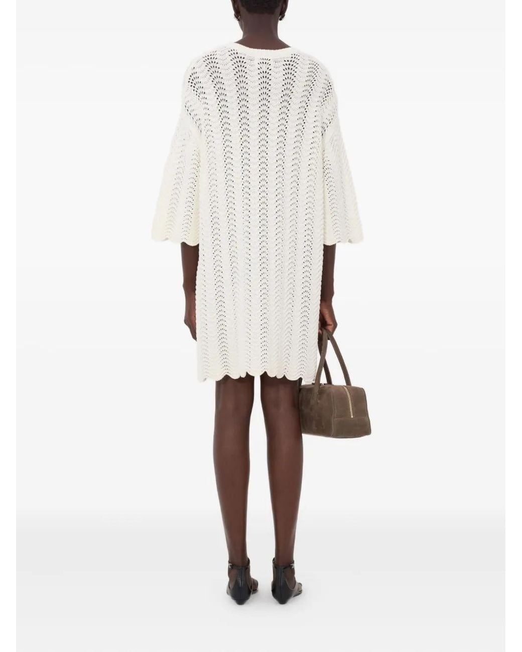 Loulou de Saison White Wafa Crew-Neck Midi Dress