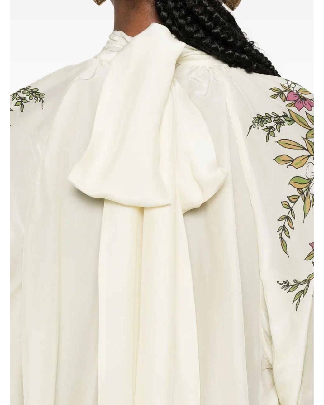 ALÉMAIS White Floral-Print High-Neck Blouse