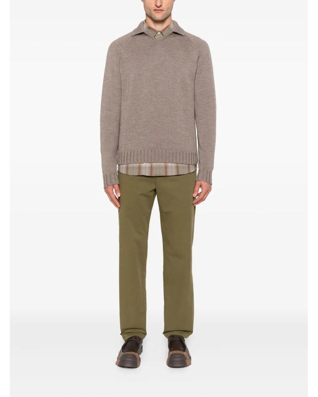 Zanone Brown Polo-Neck Wool Sweater for men