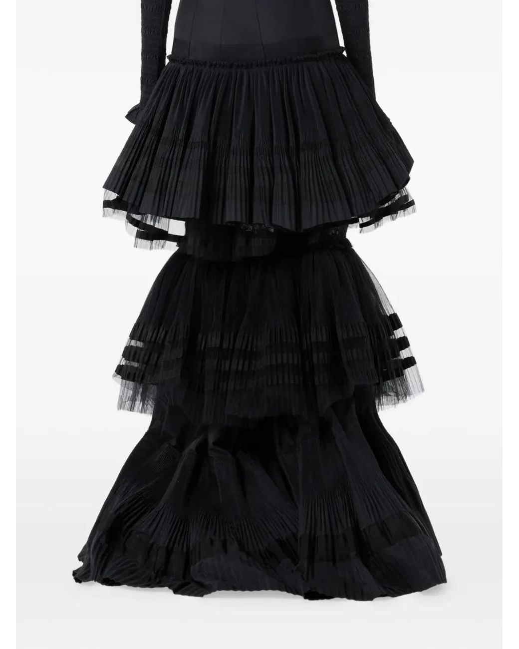 Blumarine Black Tiered Maxi Skirt