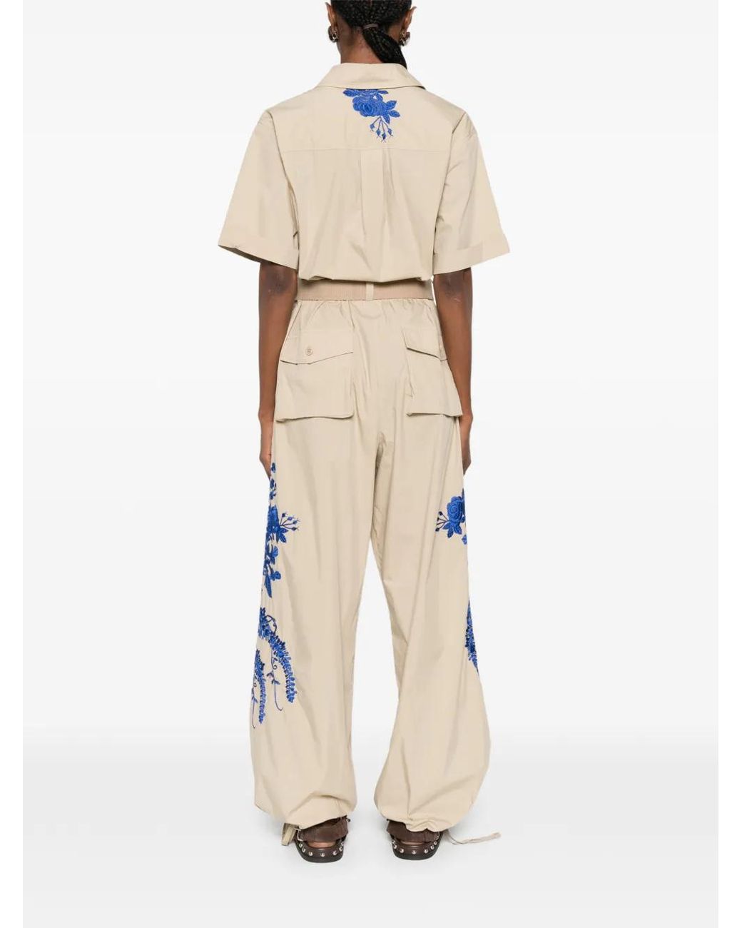 P.A.R.O.S.H. White Floral-Embroidered Jumpsuit