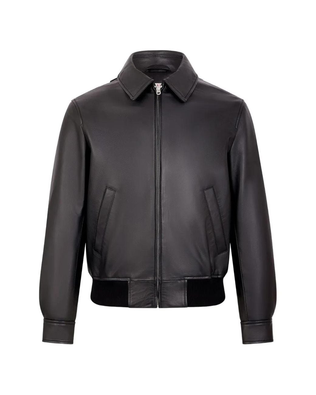 Fursac Gray Zip-Up Leather Jacket for men