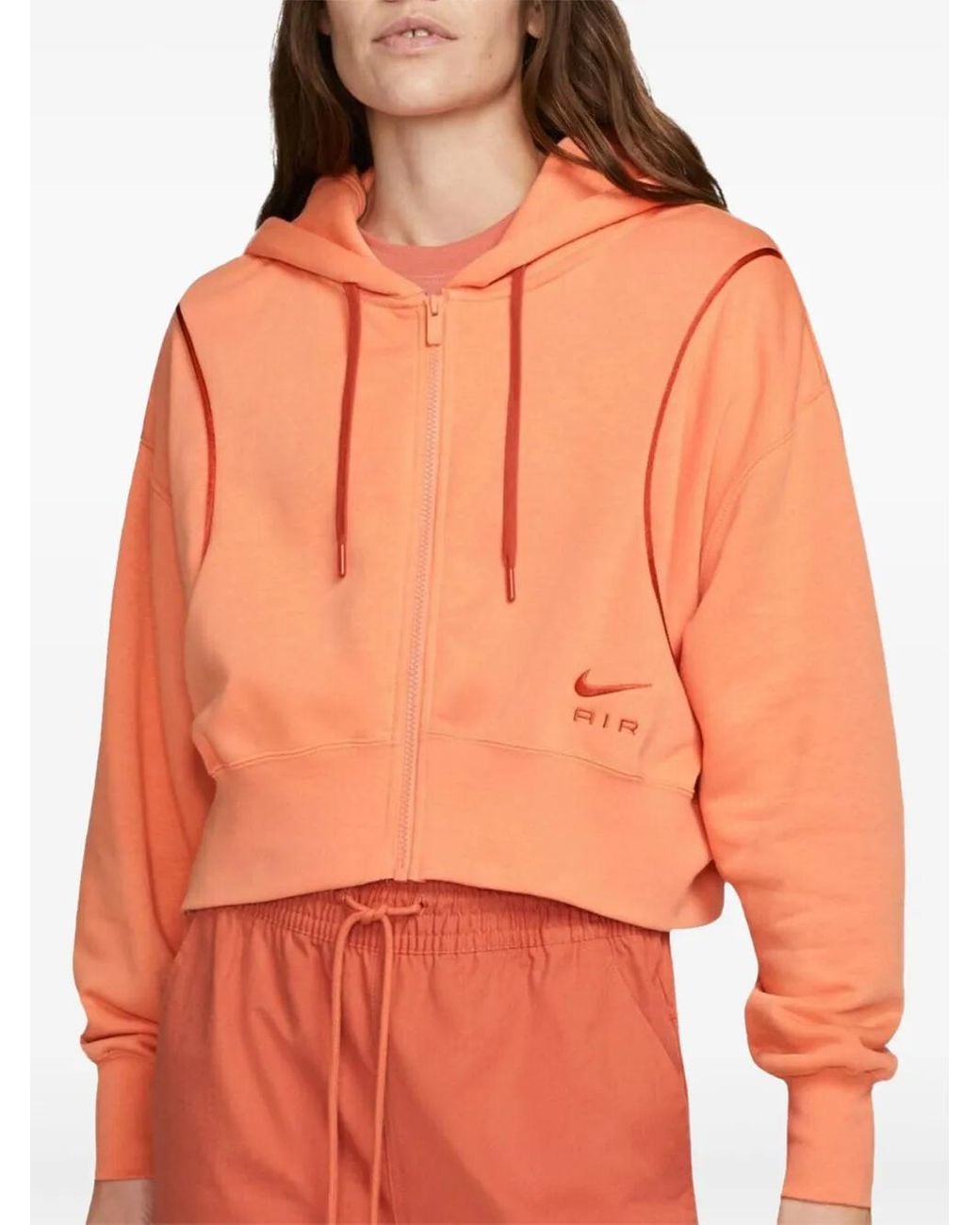 Nike Orange Swoosh-Embroidered Hoodie