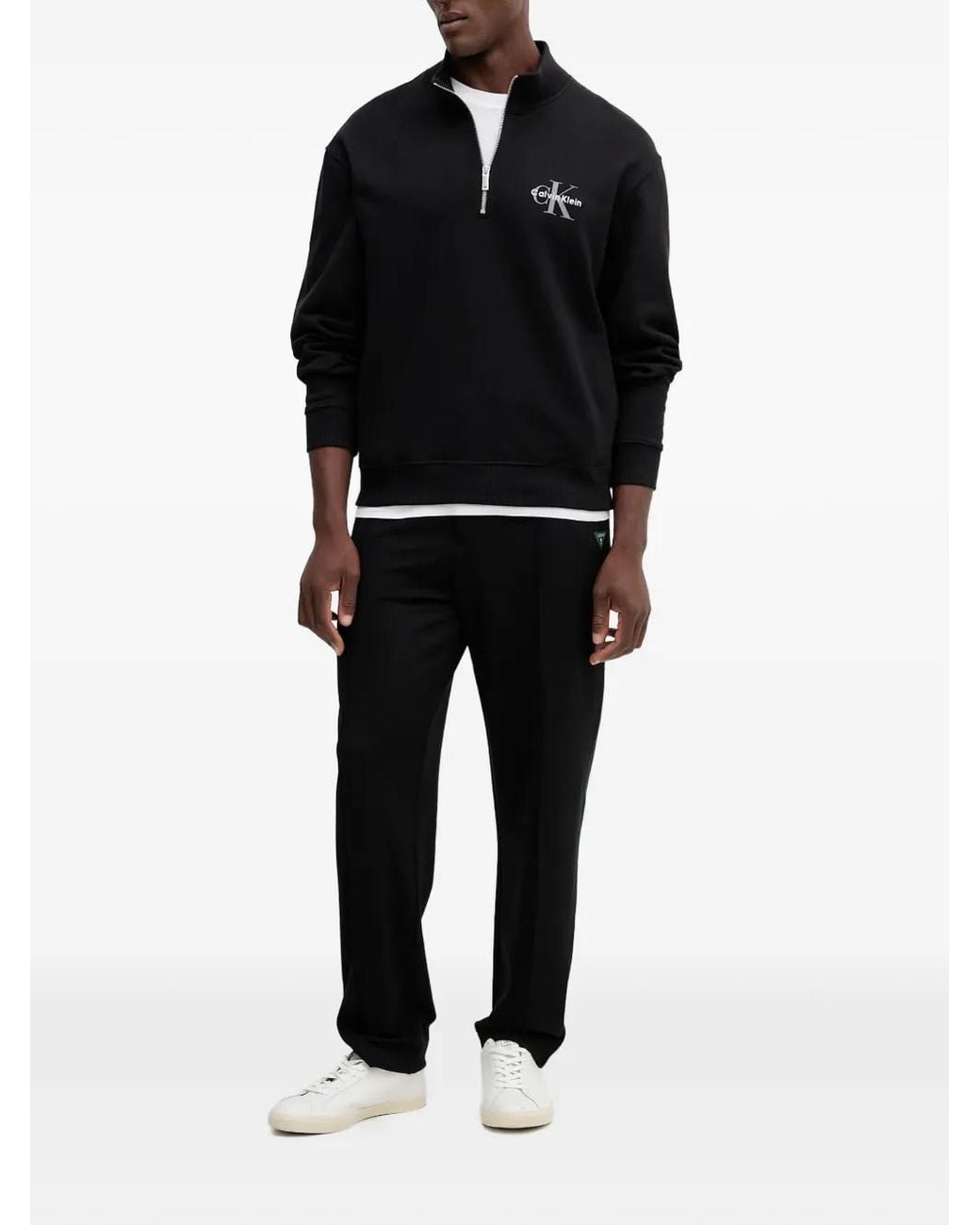 Guess Black Logo-Patch Drawstring Track Pants for men