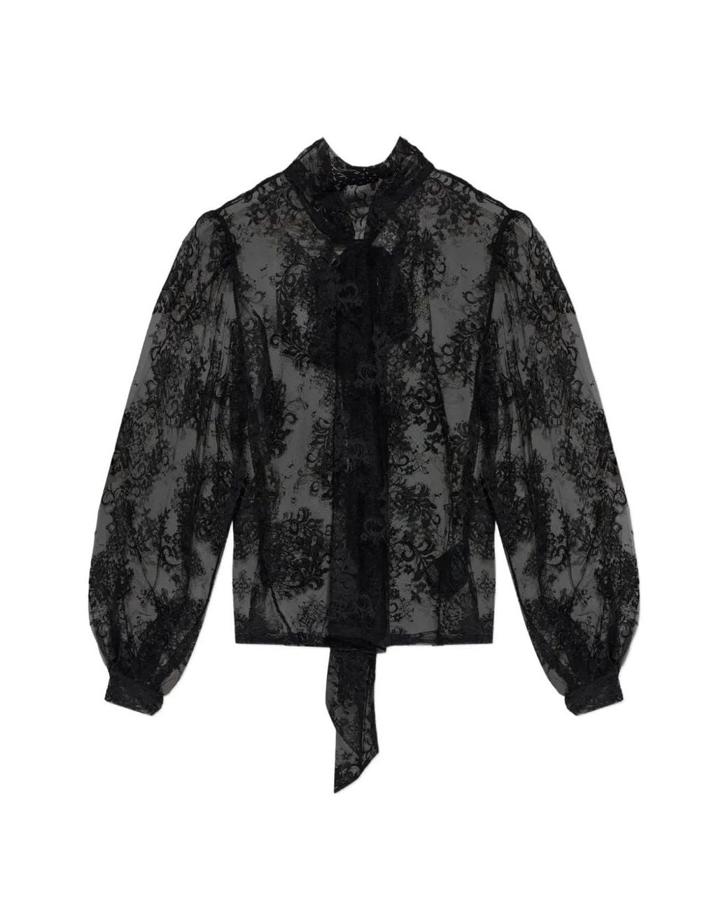 Gestuz Black Gzruby Lace Tie-Neck Blouse