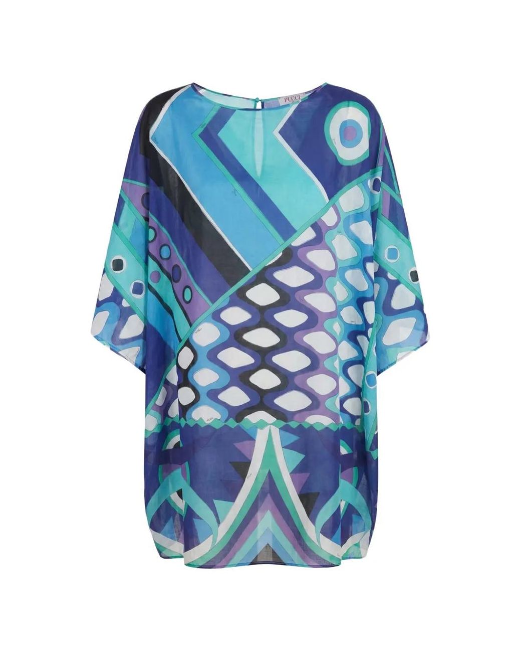 Emilio Pucci Blue Vivara Print Cotton Kaftan