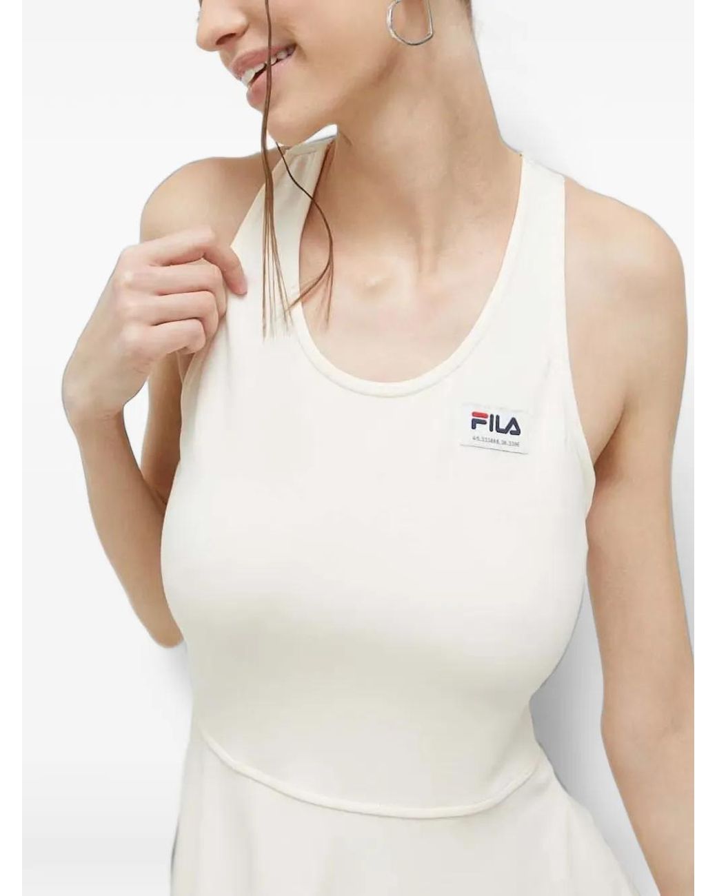 Fila Blue Mini Logo-Patch Cross-Back Dress