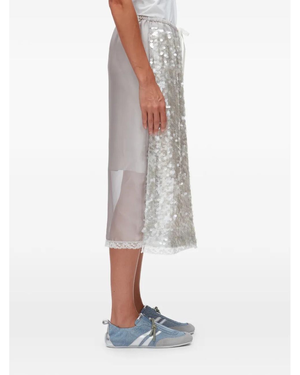 3.1 Phillip Lim White Sequined Midi Skirt