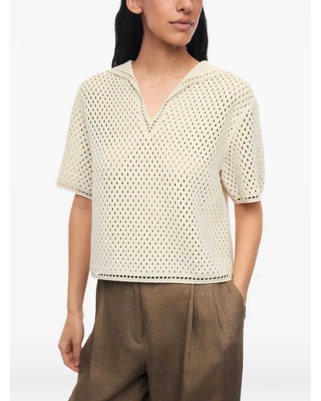 12 STOREEZ White Meadow Crochet-Knit T-Shirt