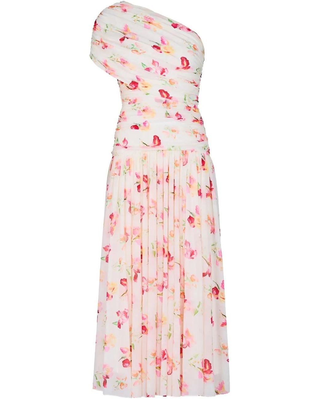 Nicholas Pink Gaia One-Shoulder Midi Dress