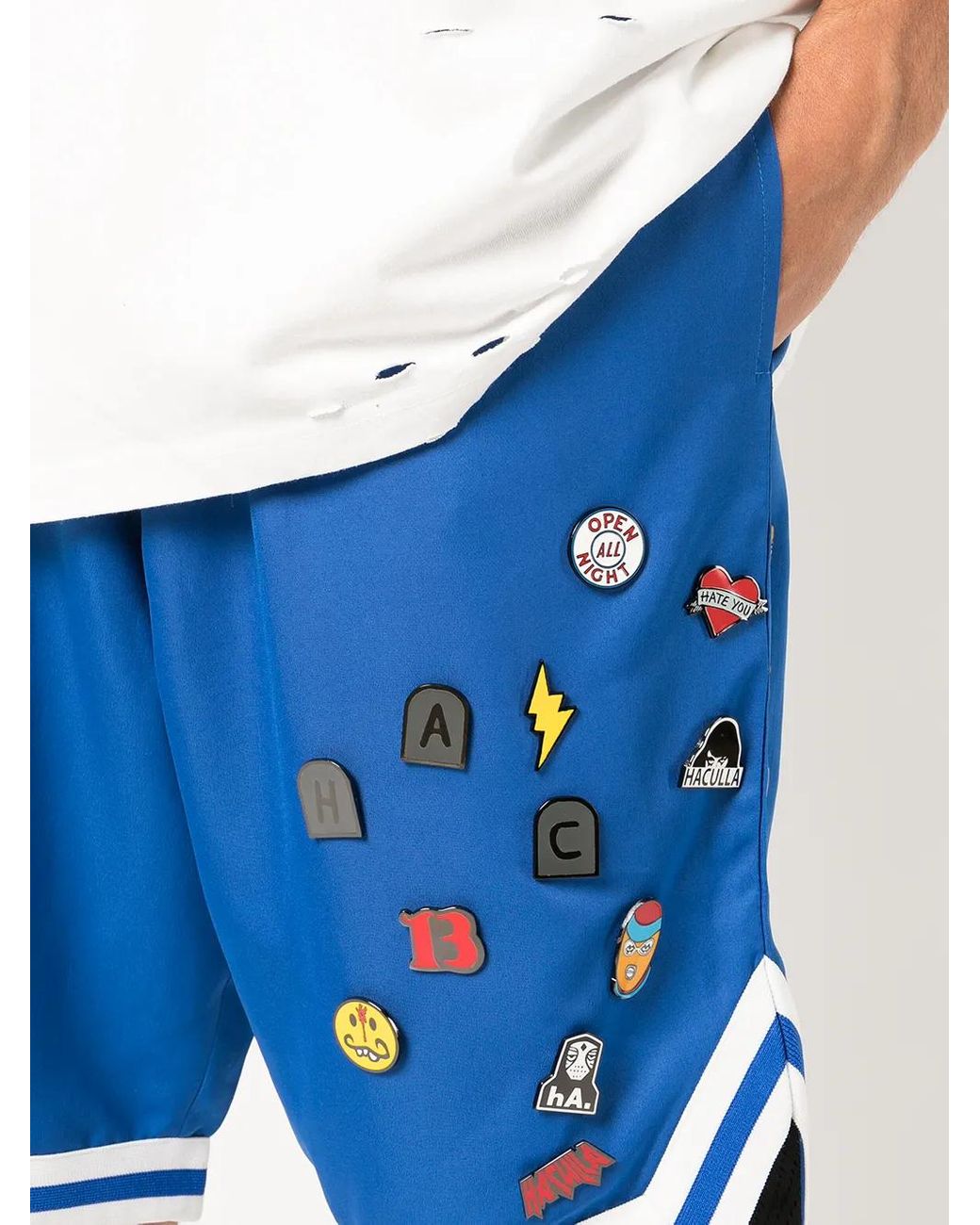 Haculla Blue Mixed-Pins Basketball Track Shorts for men