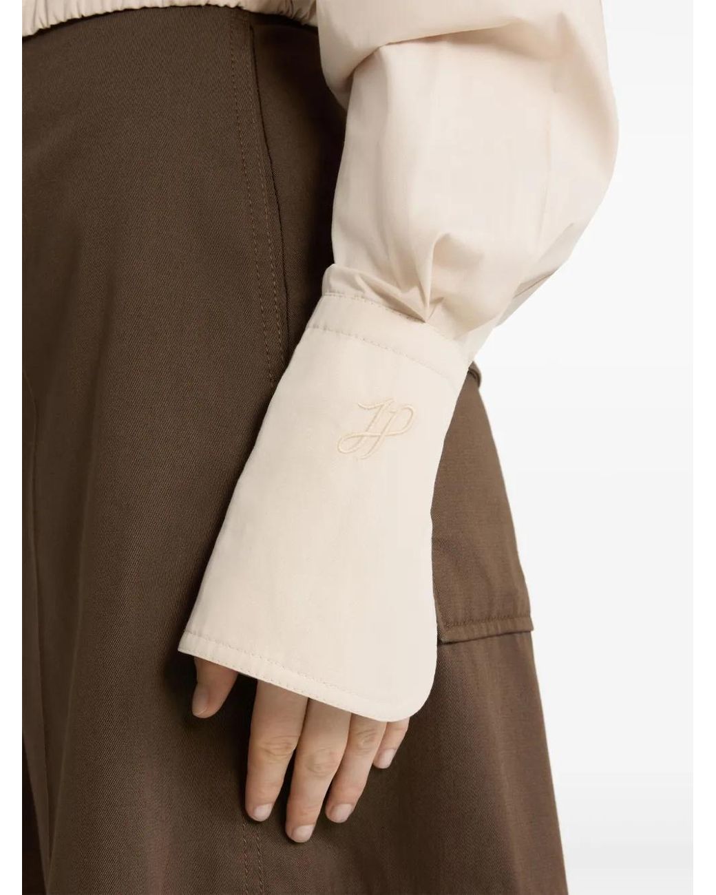Patou Cropped Popeline Blouse in het Natural