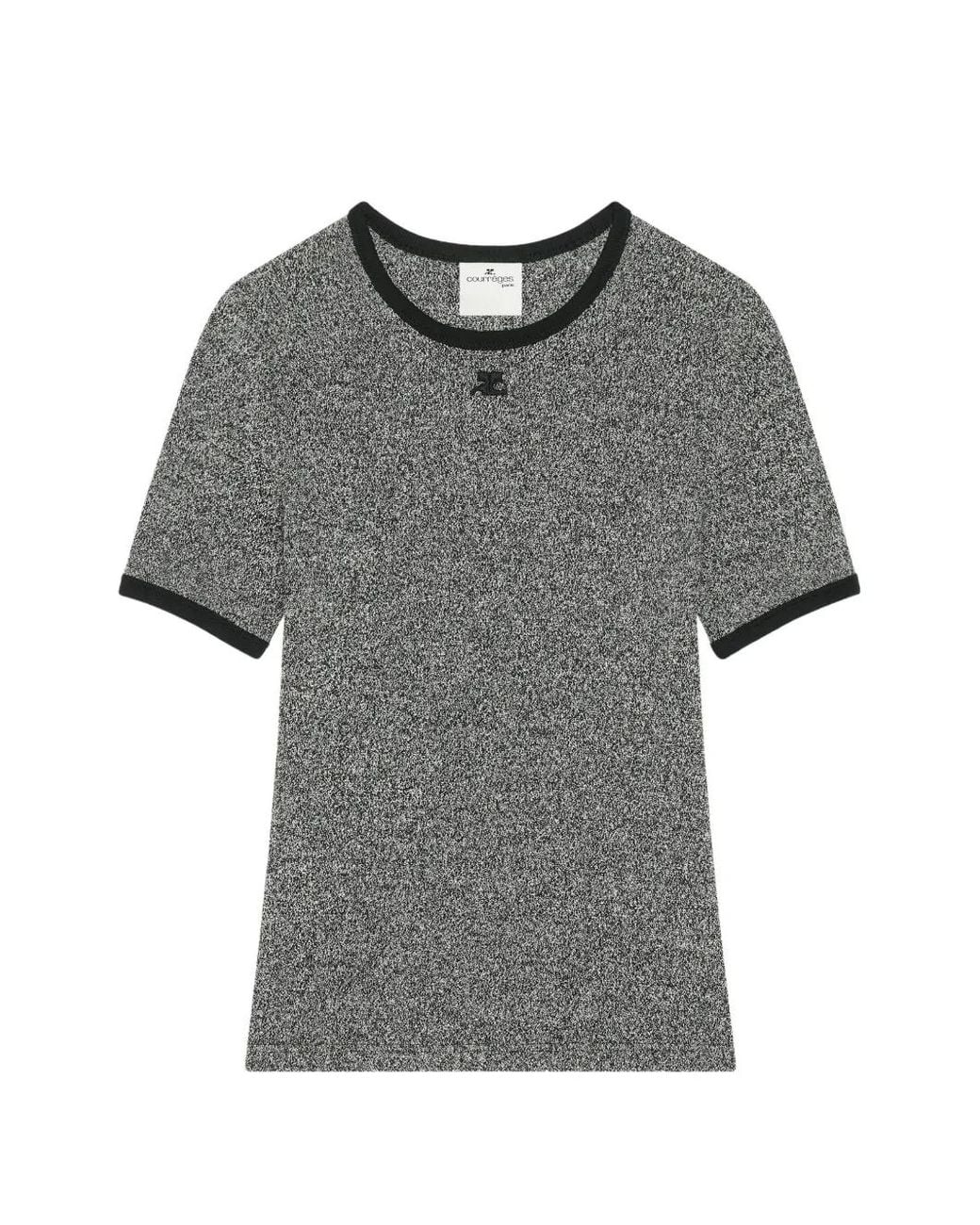 Courreges Gray Heather Contrast-Trim T-Shirt