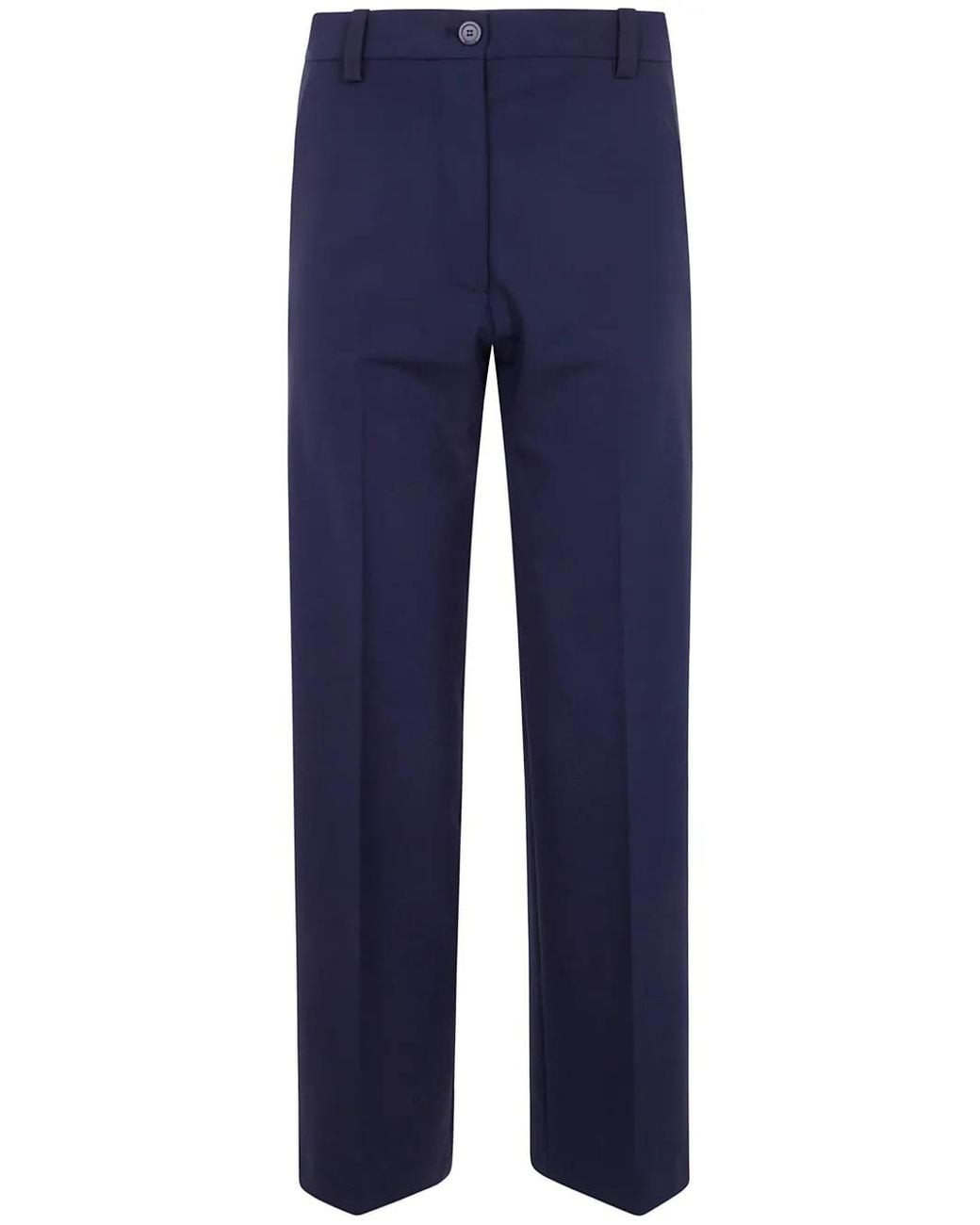 Semicouture Blue Straight-Leg Tailored Trousers