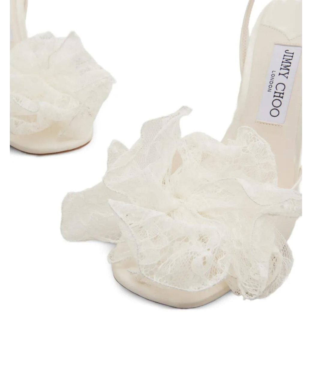 Jimmy Choo White Mimmi Ruffled Sandals