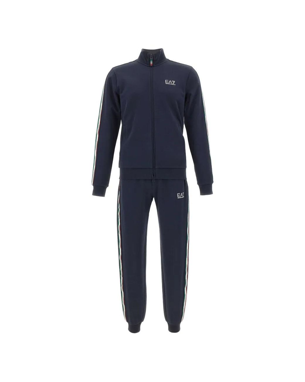 EA7 Blue Logo-Tape Tracksuit for men