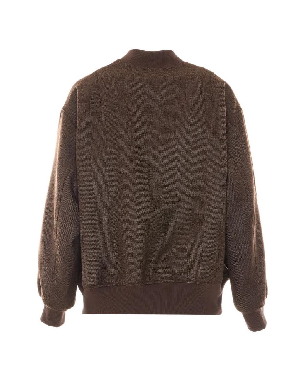 RUE DU BAC Brown Herringbone-Pattern Zip-Up Jacket