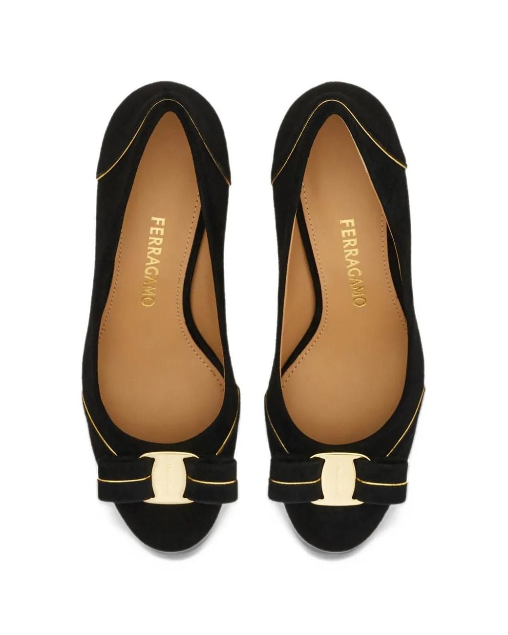 Ferragamo Black Vara Bow Pump With Piping Detail