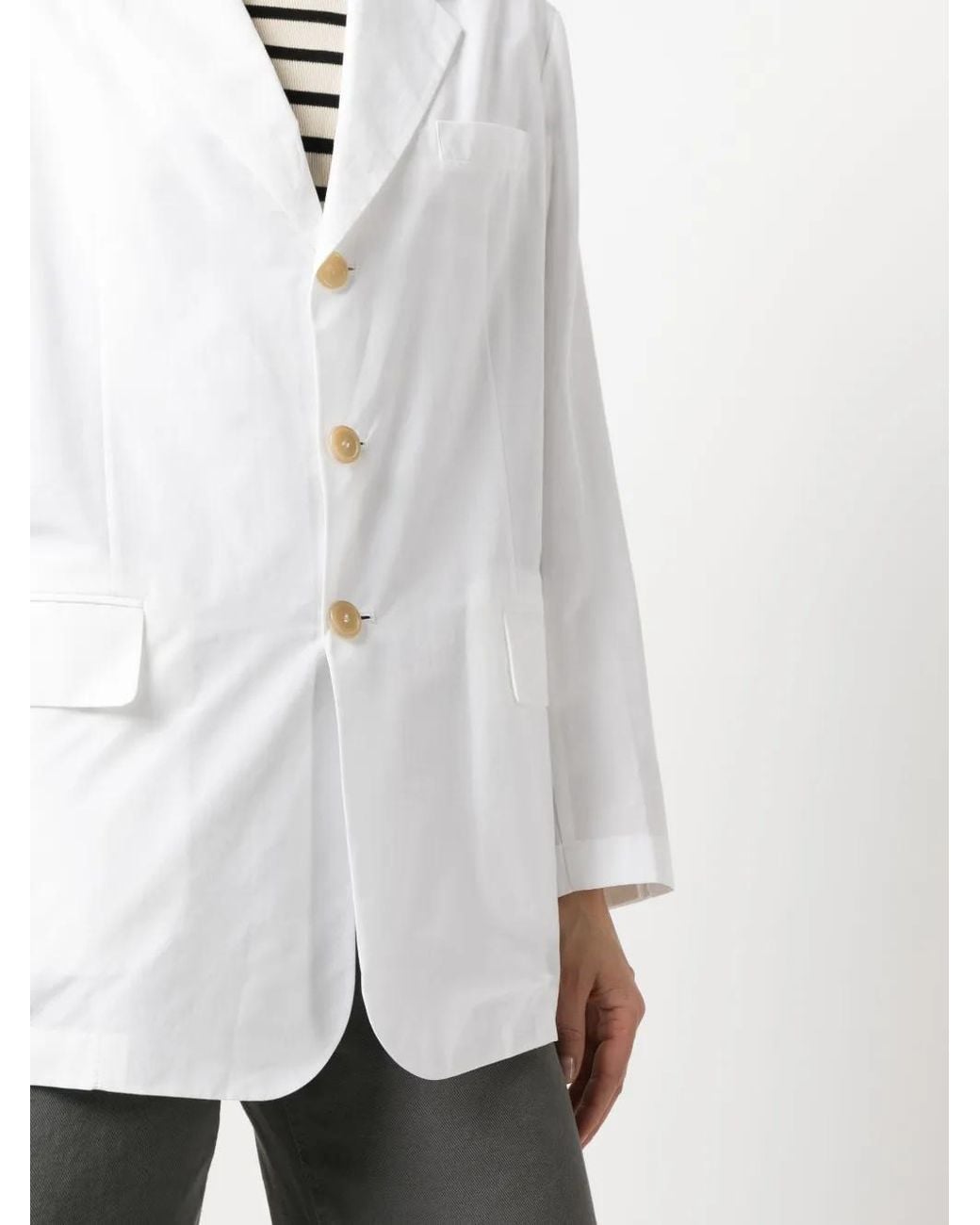 Low Classic White Single-Breasted Button Blazer