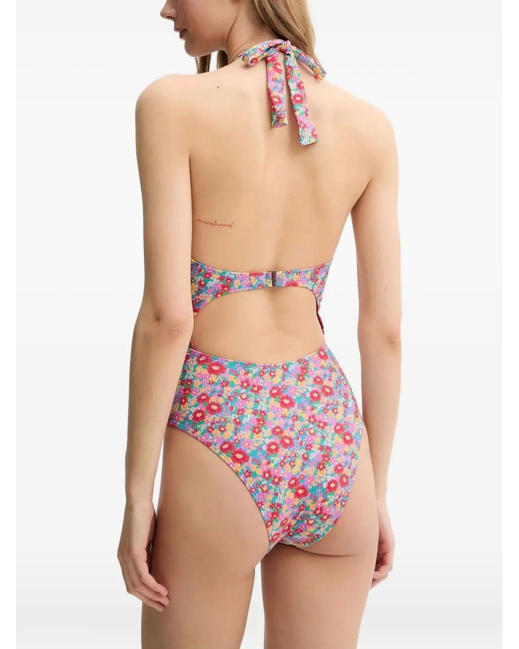 Rip Curl Purple Las Flores Floral-Print Cutout Swimsuit