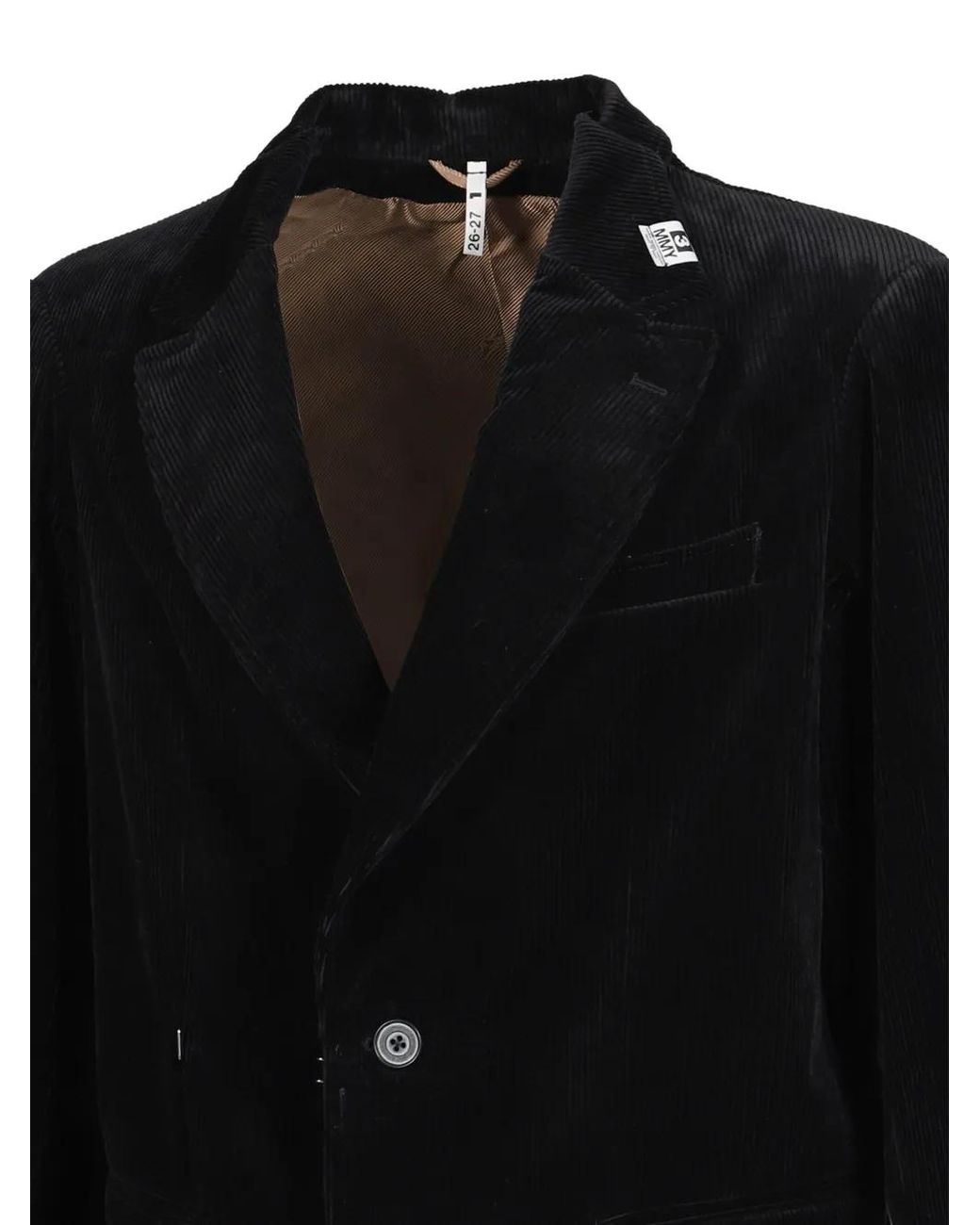 Maison Mihara Yasuhiro Black Switch Front Corduroy Tailored Jacket for men
