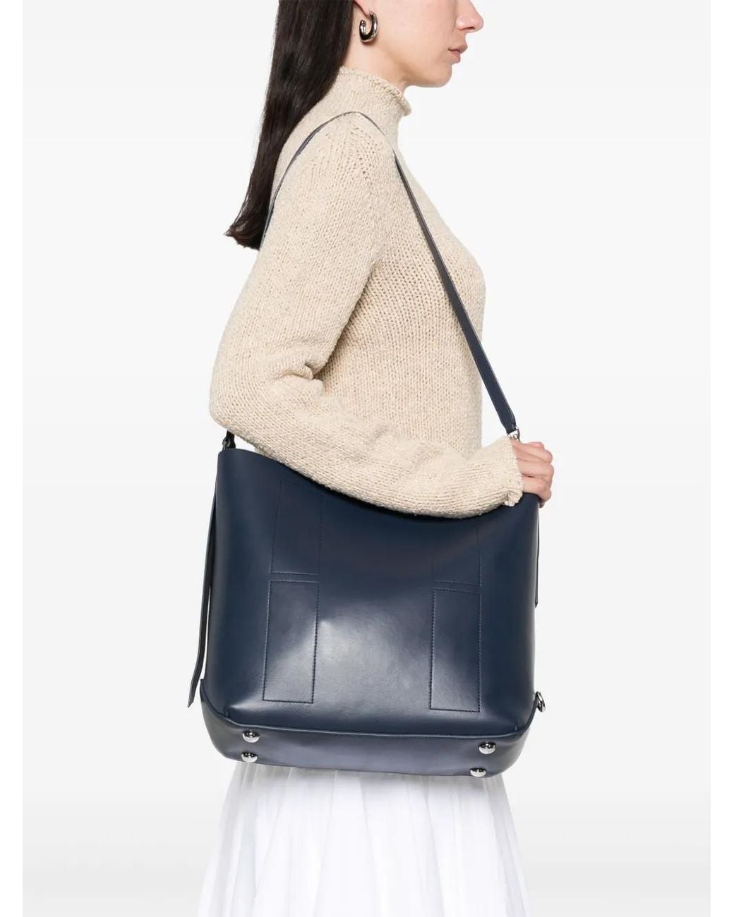 Hogan Blue Calf Leather Shoulder Bag