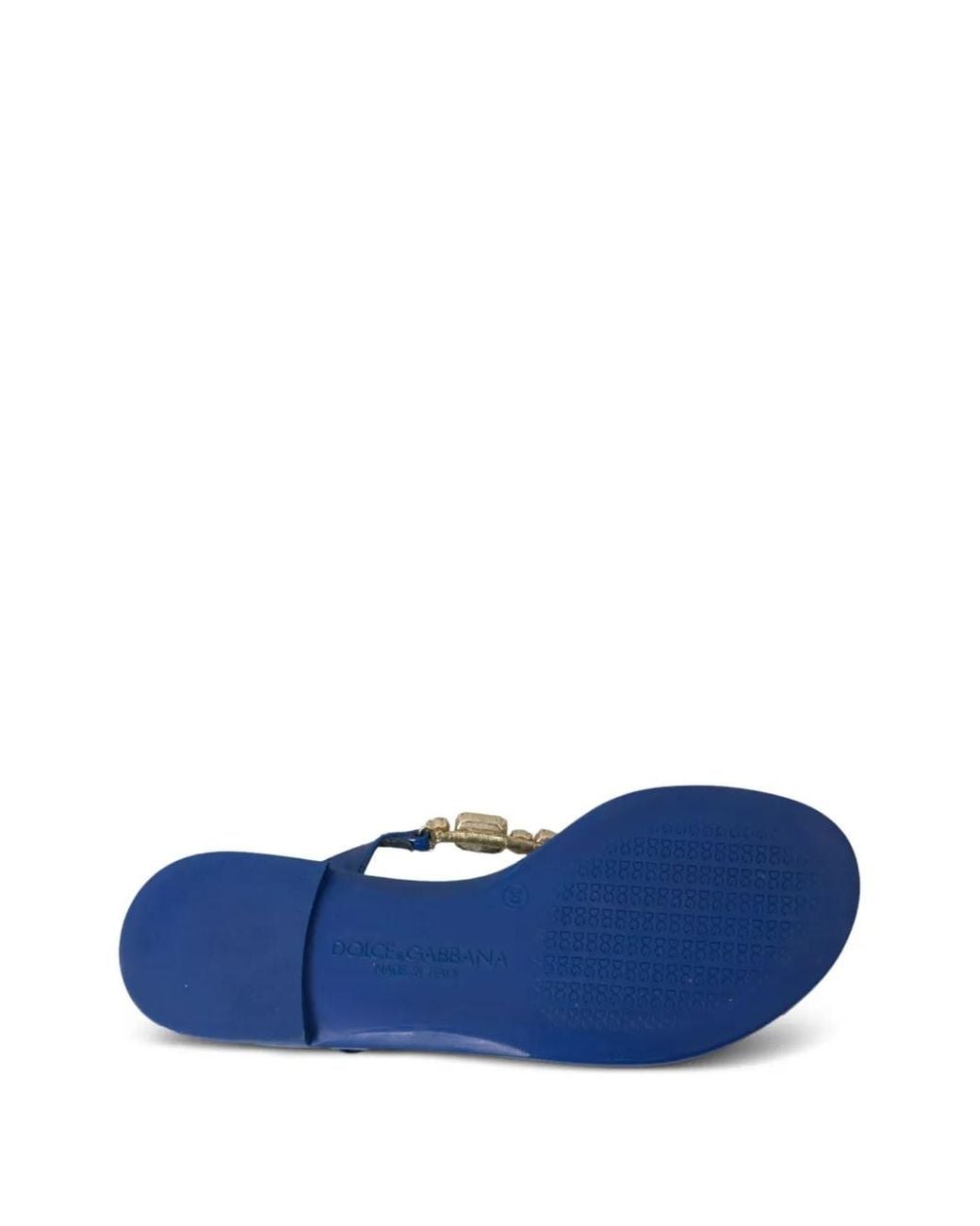 Dolce & Gabbana Blue Gemstone-Embellished Leopard-Print Sandals
