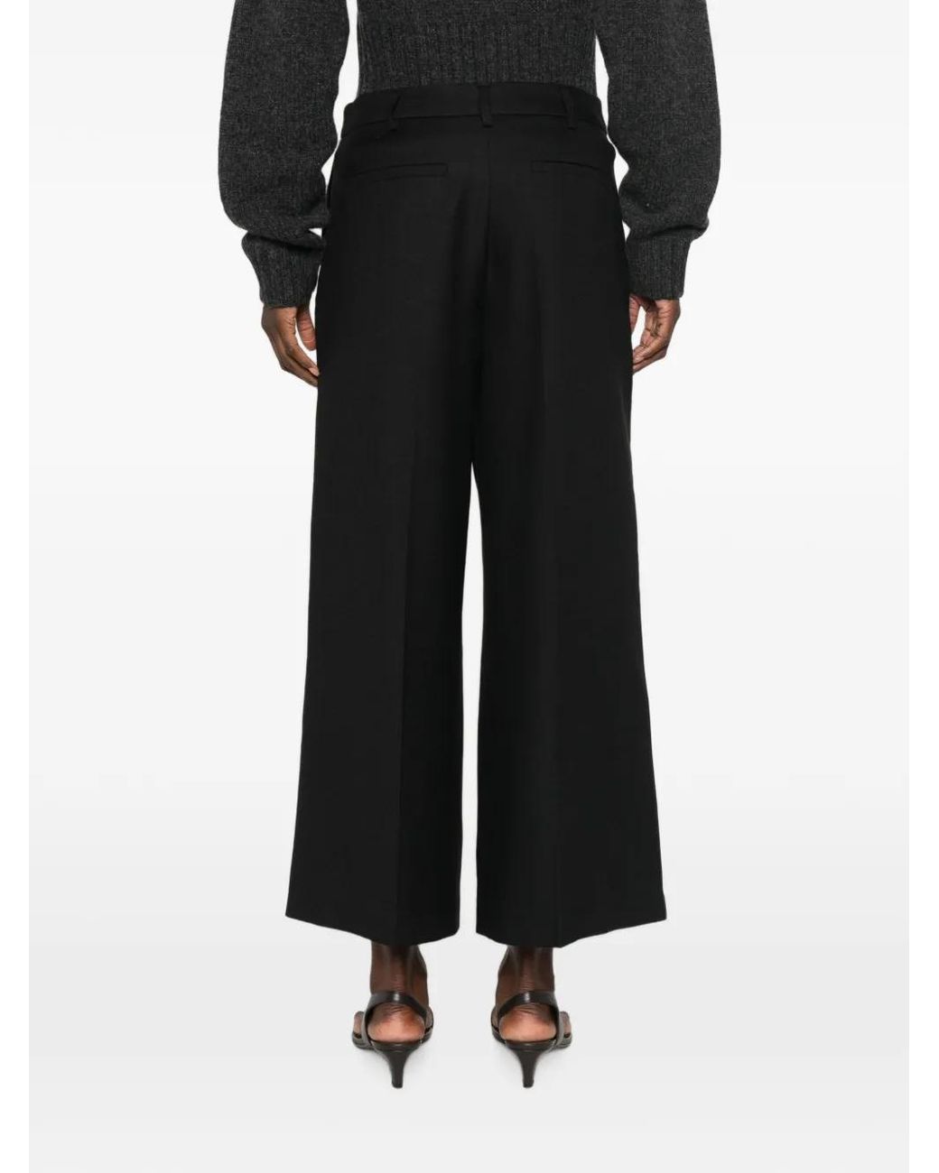 MAISON 123 Black Pressed-Crease Wide-Leg Trousers