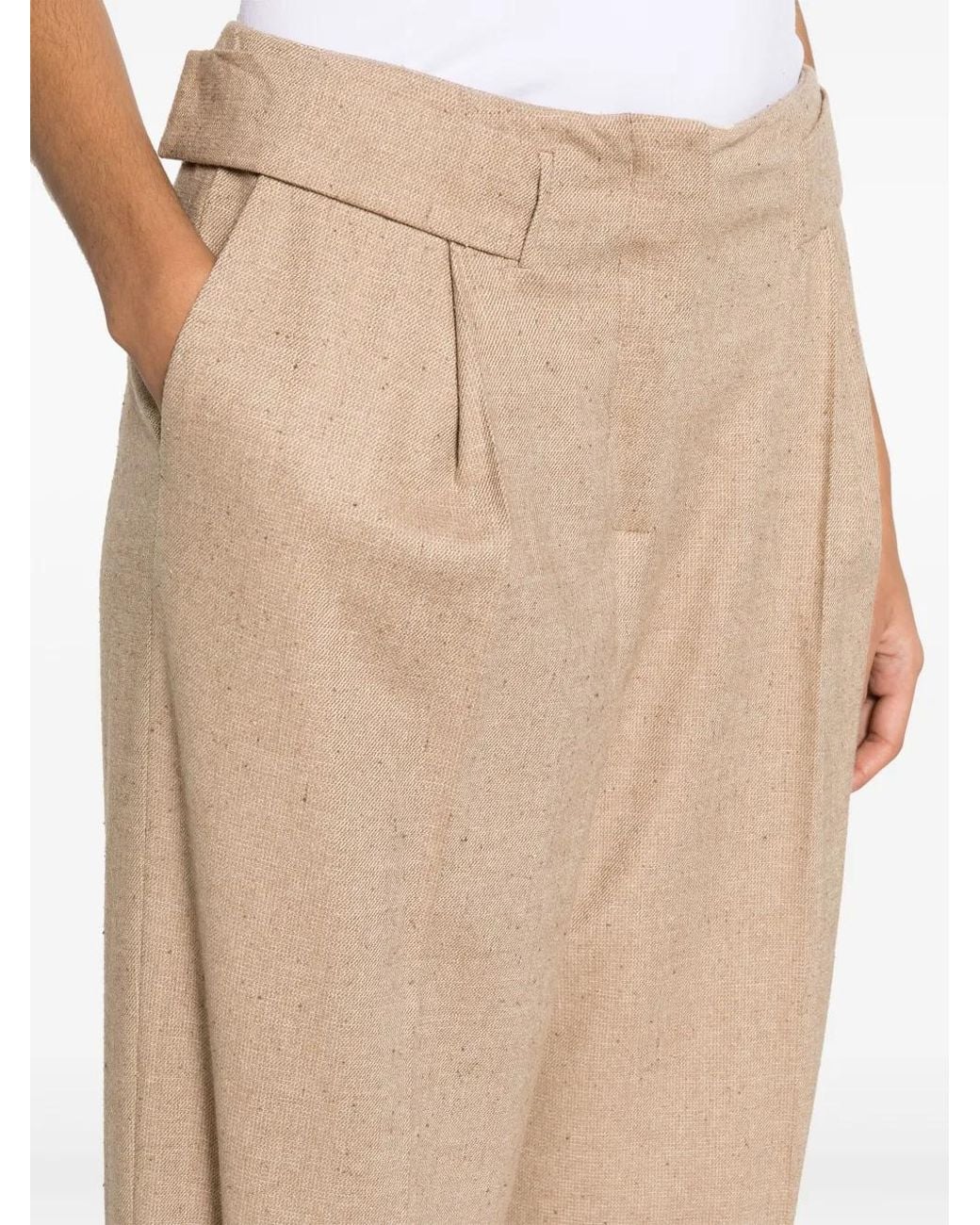 Remain Natural Wide-Leg Textured Trousers
