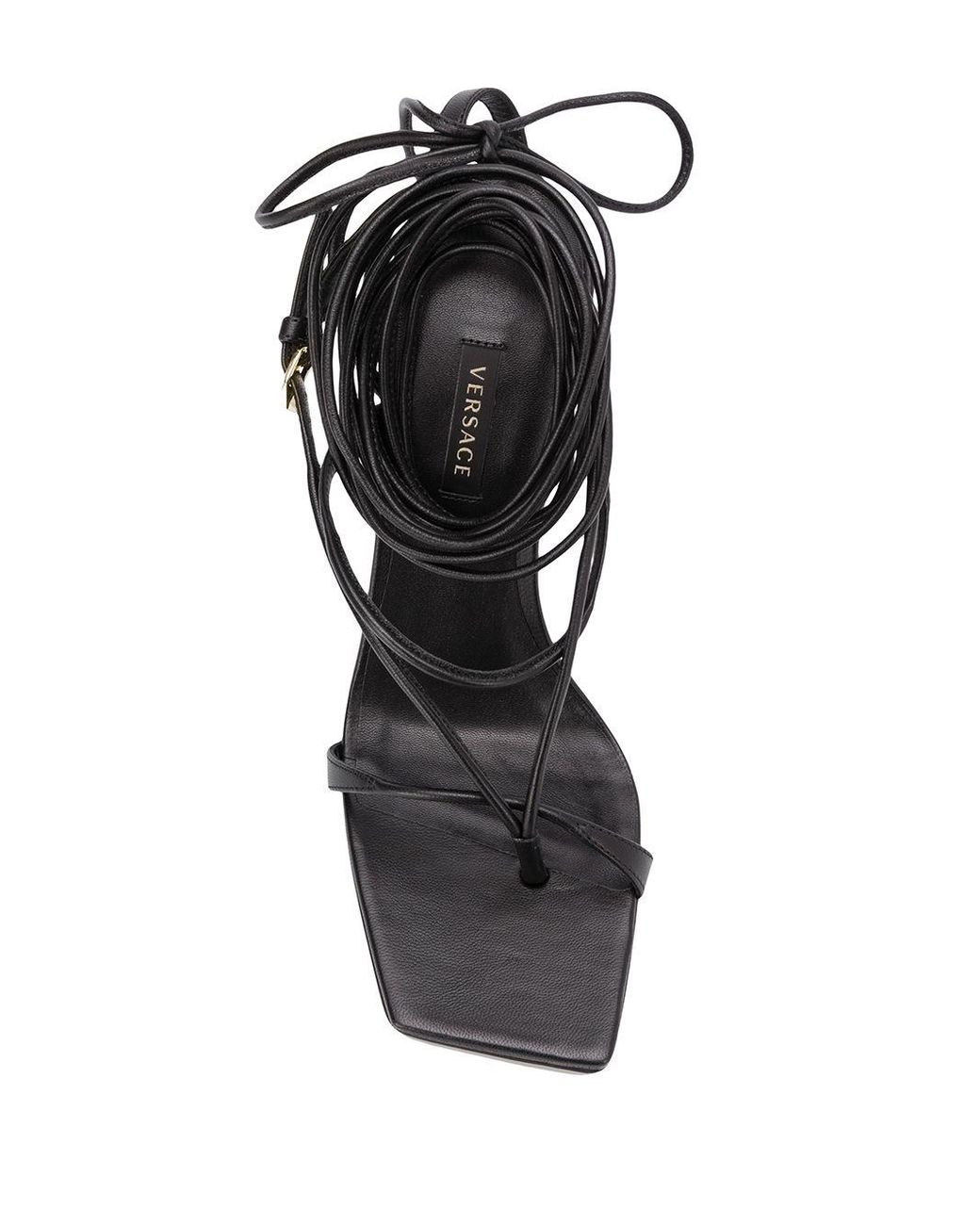 Versace Lace-up Sandals in Black | Lyst