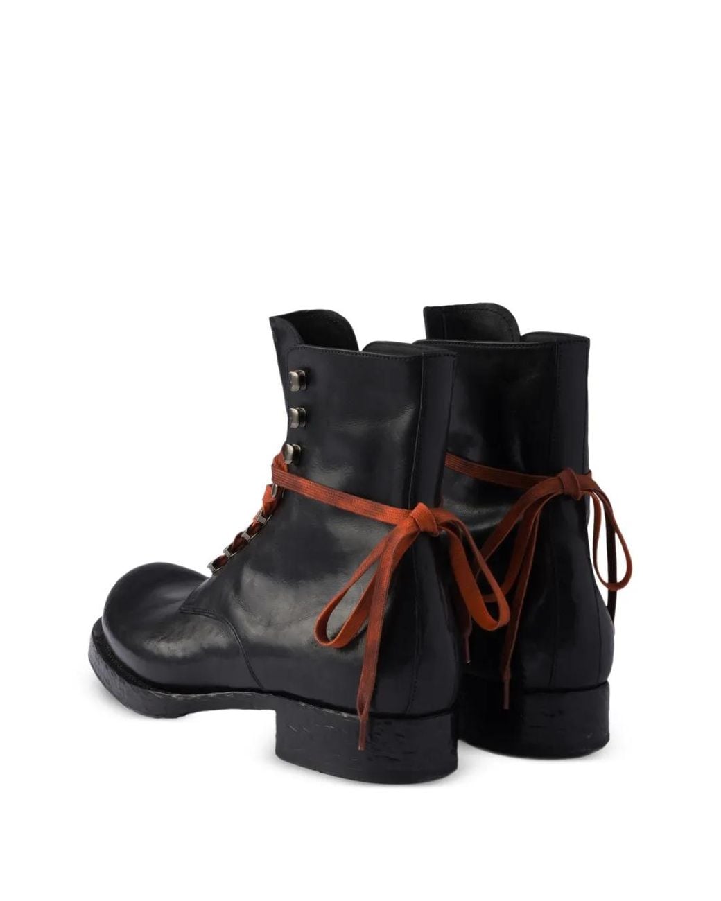 Prada Black Leather Laced Booties for men