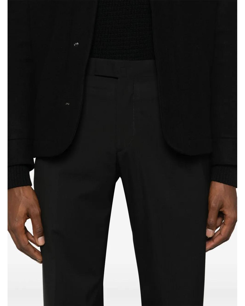 Briglia 1949 Black Tapered Cropped Wool-Blend Trousers for men