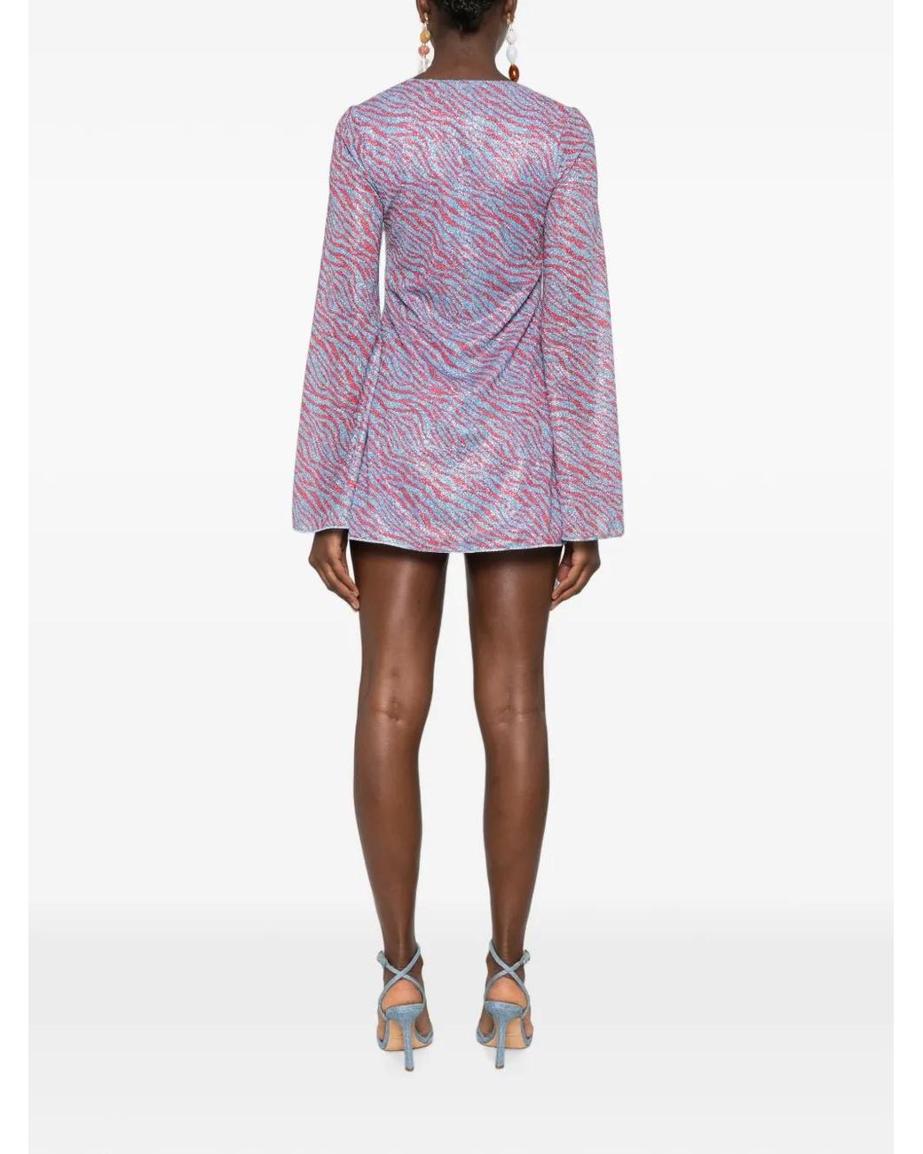 Oseree Purple Robe Courte À Imprimé Zébré