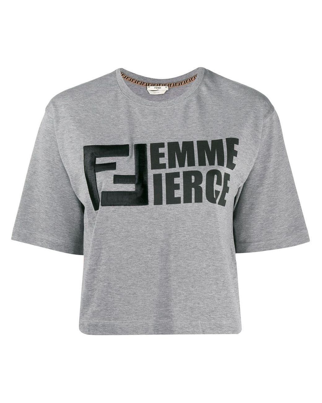 Fendi Femme Fierce T-shirt in Gray | Lyst