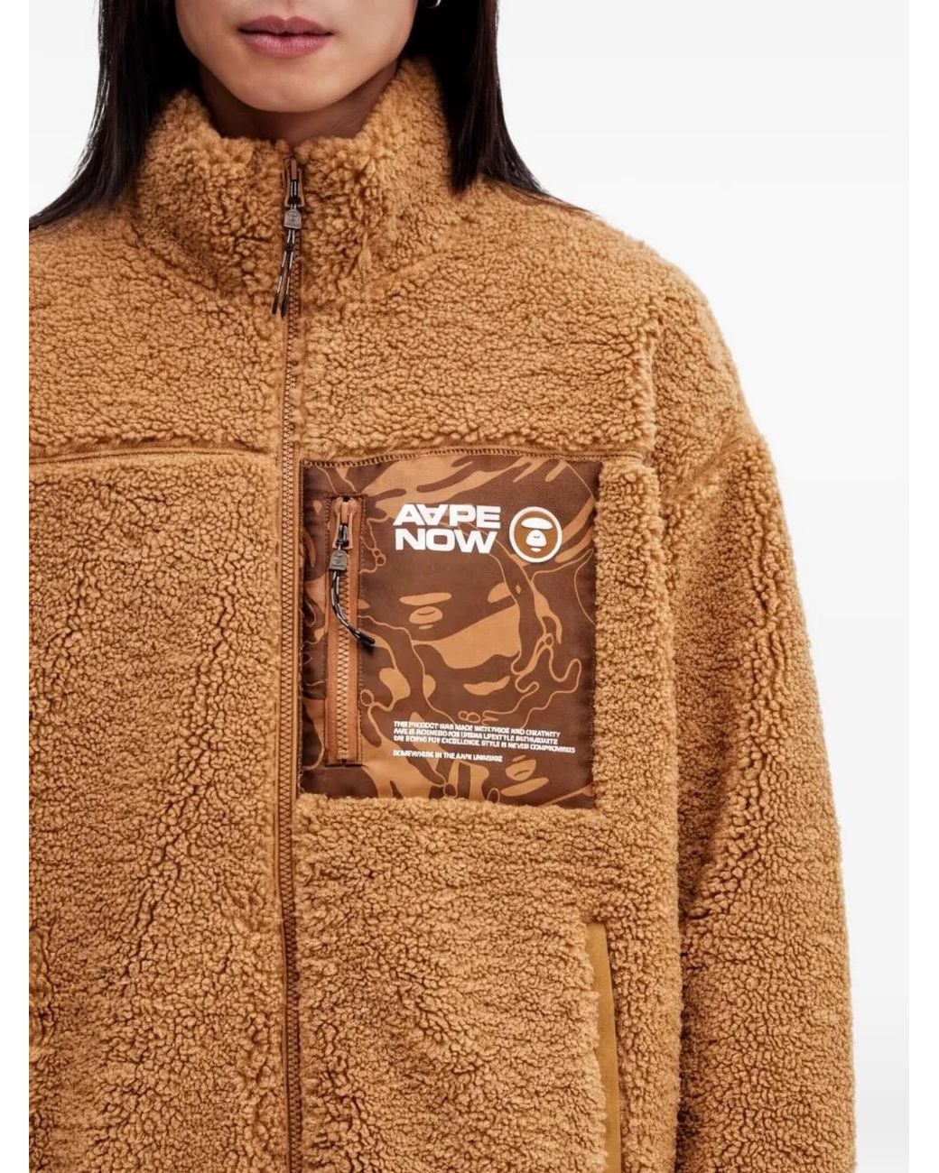 Aape By A Bathing Ape Brown Zip-Up Fleece Sweatshirt for men