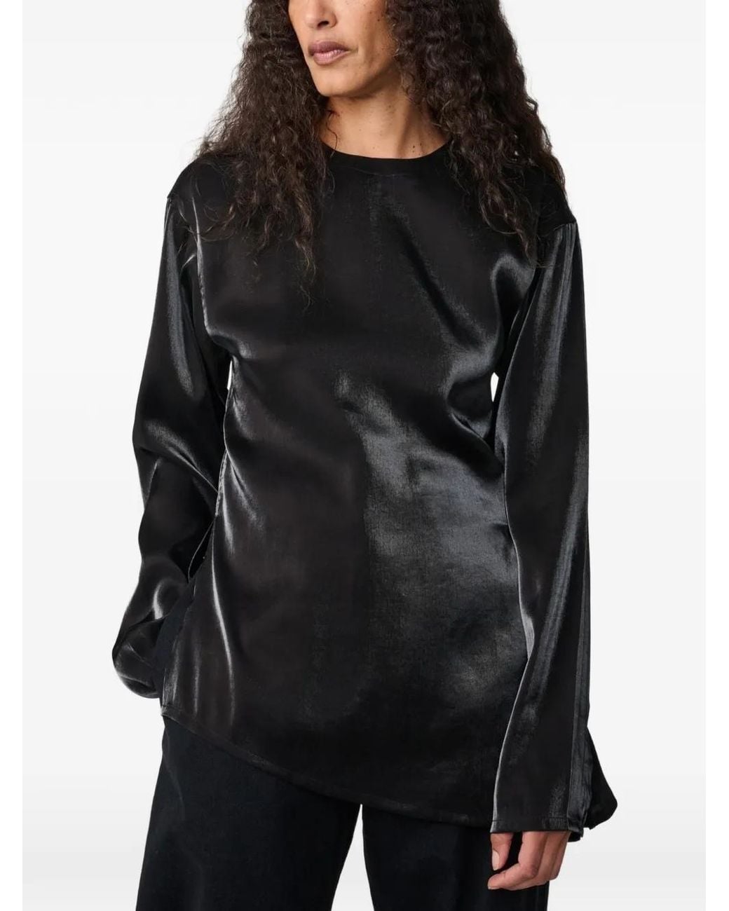 Studio Nicholson Black Cecile Asymmetric-Hem Top