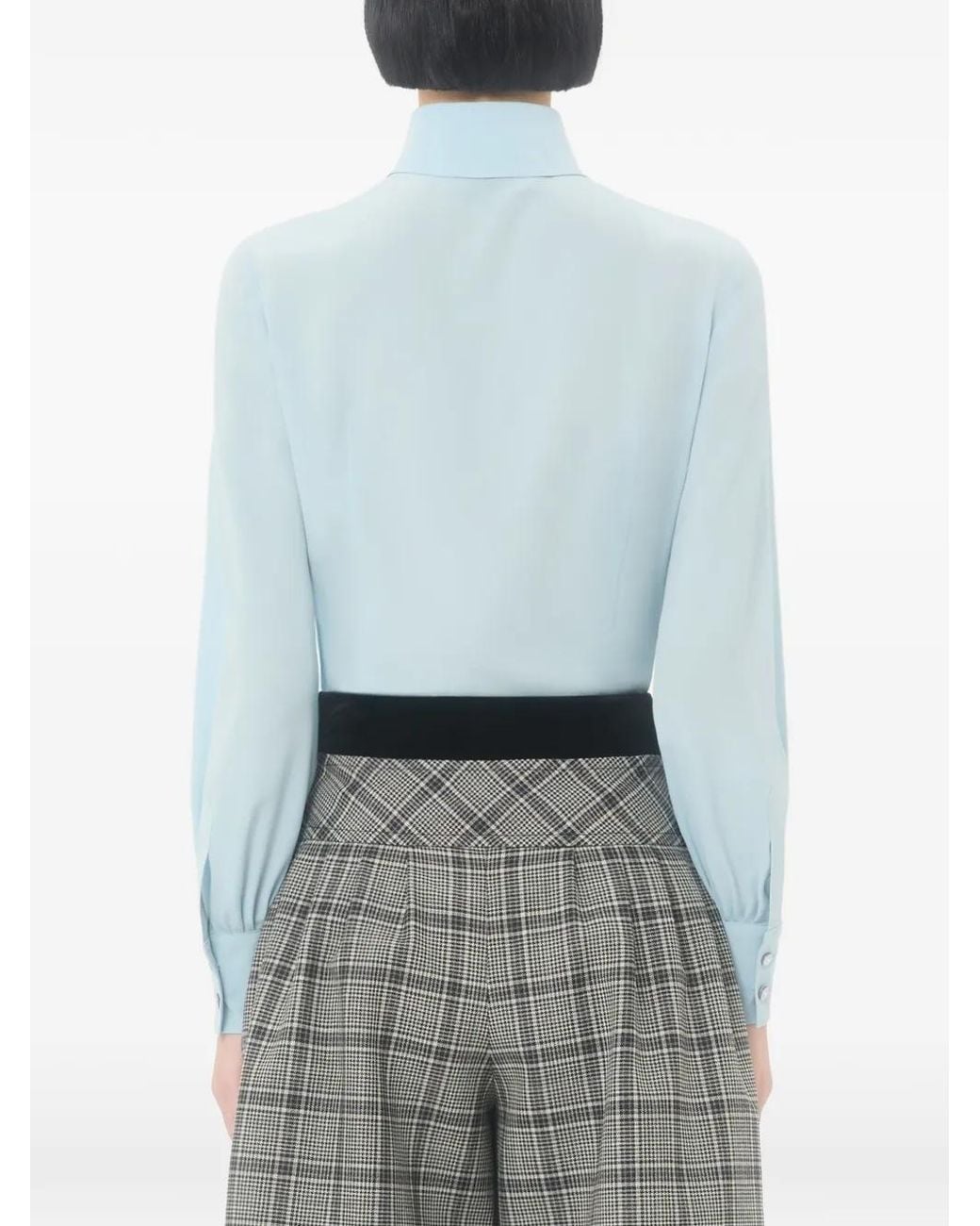 Valentino Garavani Blue Crepe De Chine Scarf-Detail Shirt