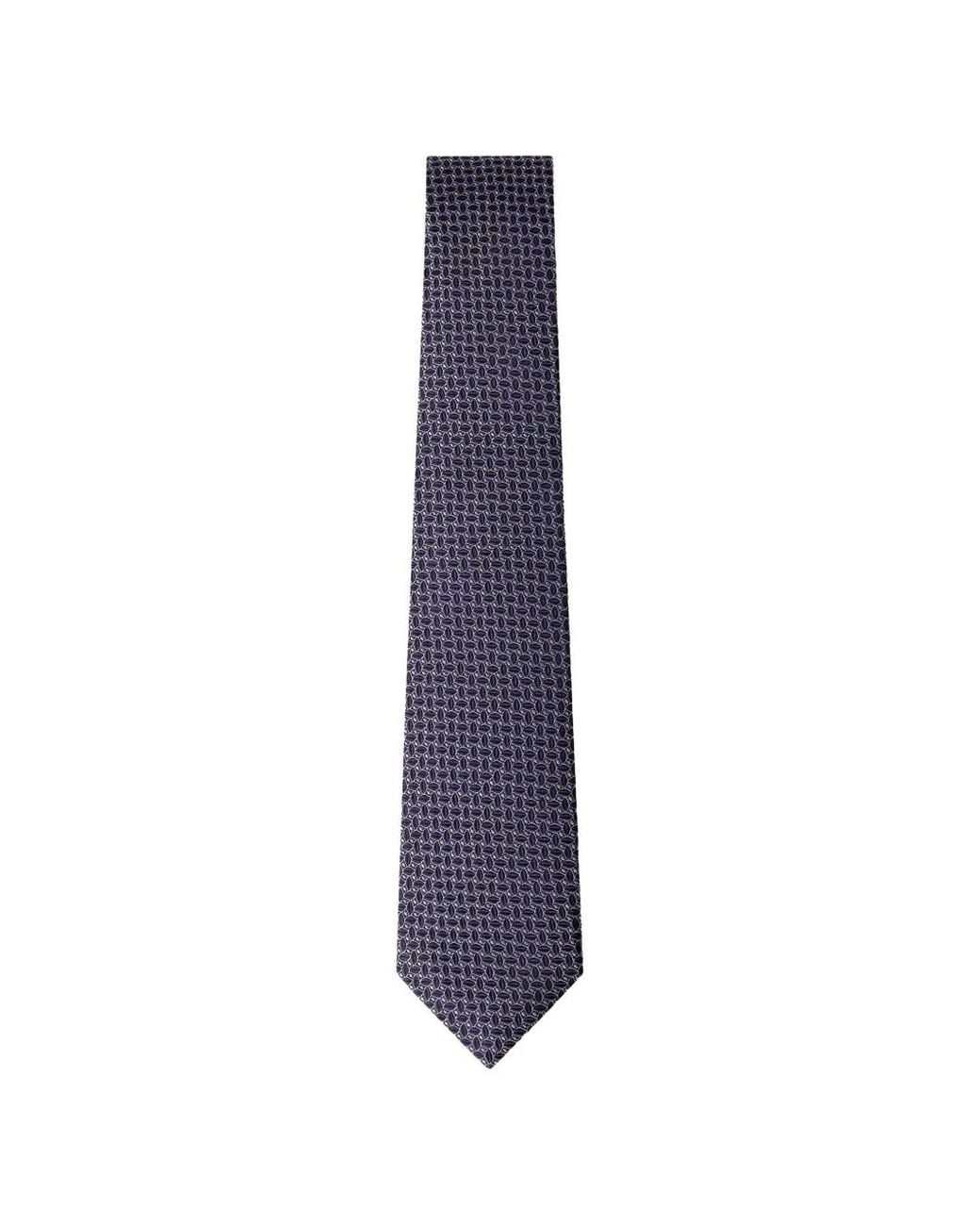 Hackett Blue Geometric-Pattern Silk Tie for men