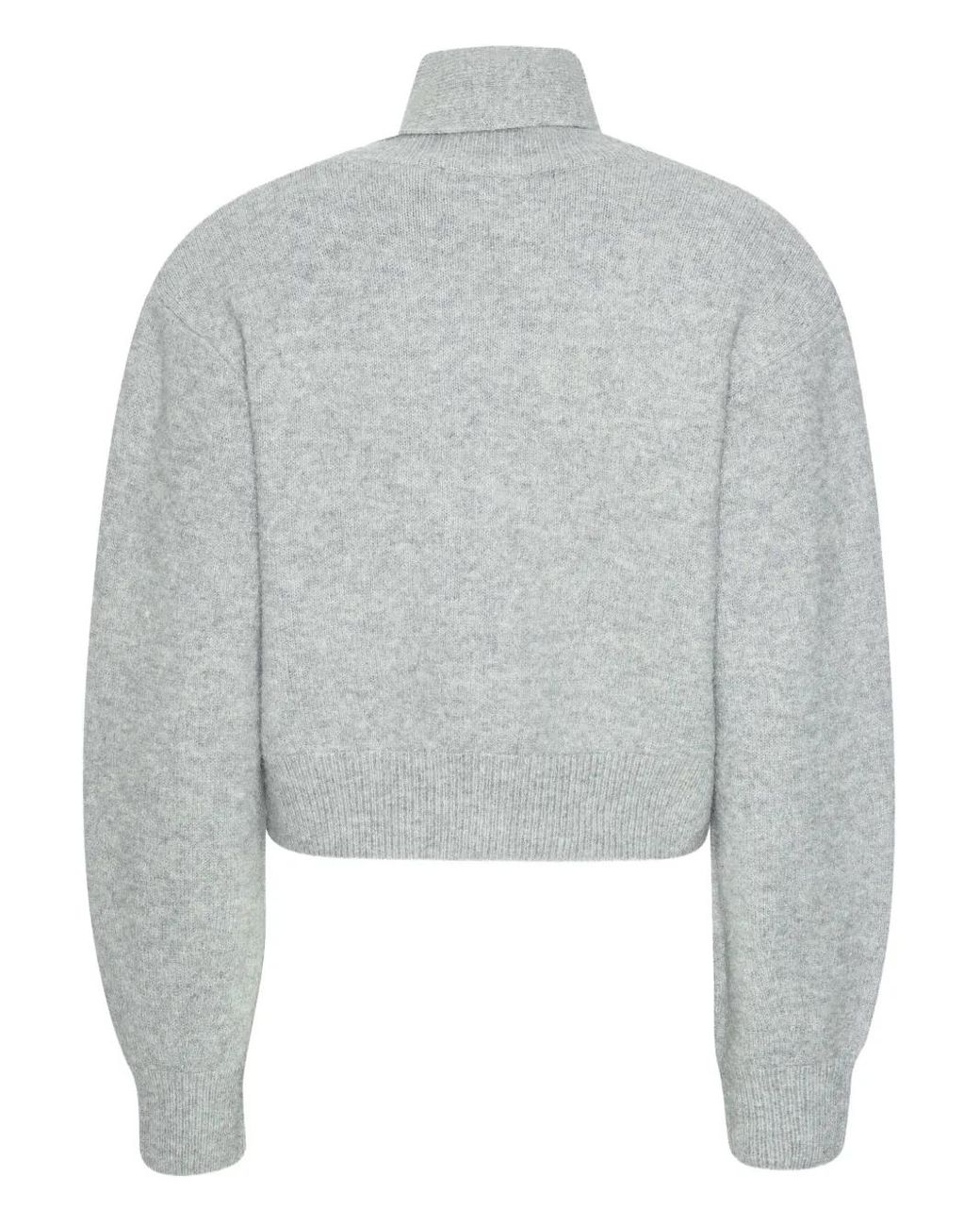 ROTATE BIRGER CHRISTENSEN Gray Balloon-sleeve V-neck cardigan