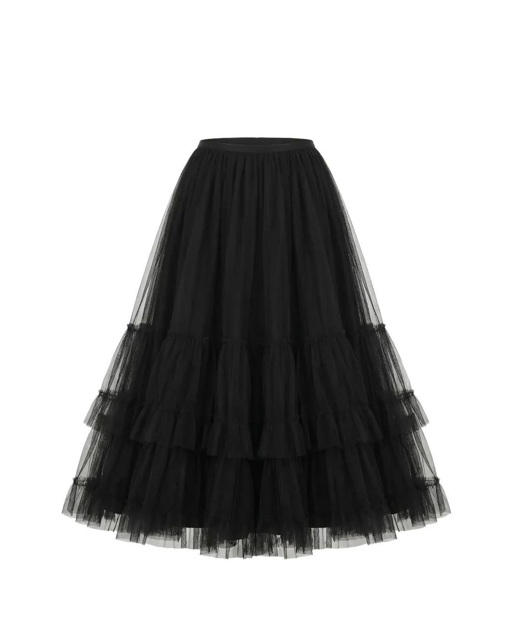 Valentino Garavani Black Layered-Tulle Maxi Skirt