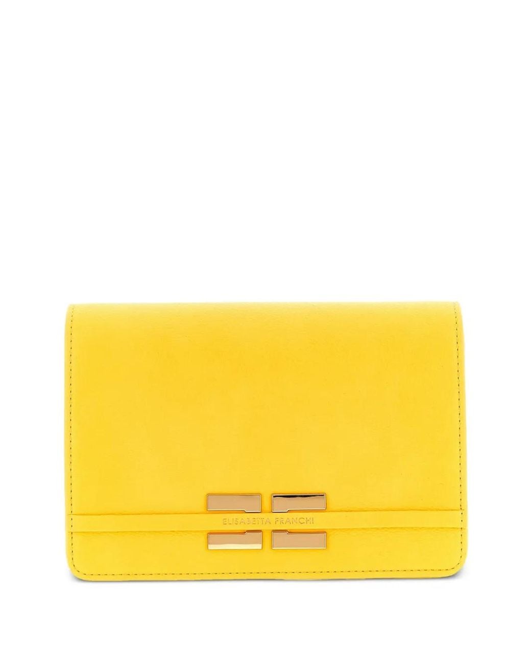 Elisabetta Franchi Yellow Logo-Plaque Chain-Strap Shoulder Bag